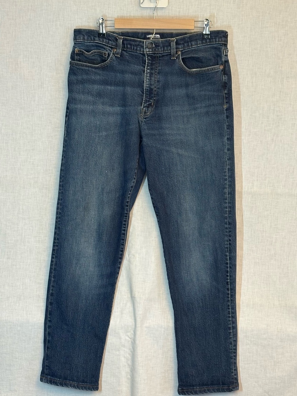Lands' End Men's Straight-Leg Denim in Dark Wash